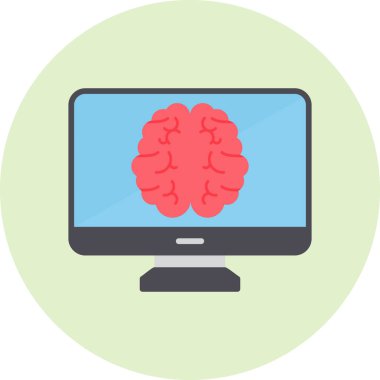 Beyni olan bir bilgisayarın vektör çizimi 