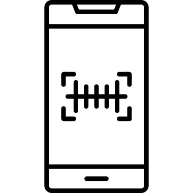 Cep telefonunda barkod tarayıcısı var. Web simgesi basit illüstrasyon 