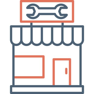 Araba tamirhanesi simgesi, modern tasarım illüstrasyonu