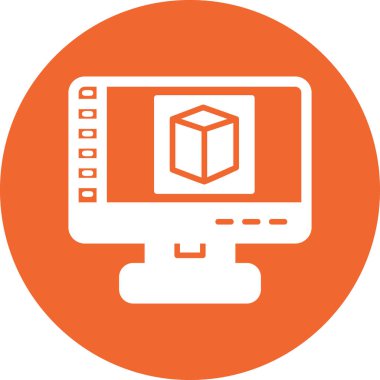 Bilgisayar monitörü. Basit bir çizim. 3B tasarım vektör simgesi