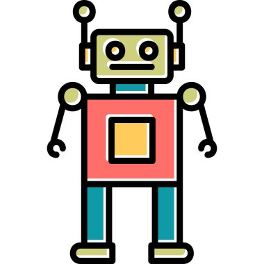 robot. Web simgesi basit illüstrasyon