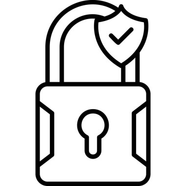 Asma kilit. Web simgesi vektör illüstrasyonu 