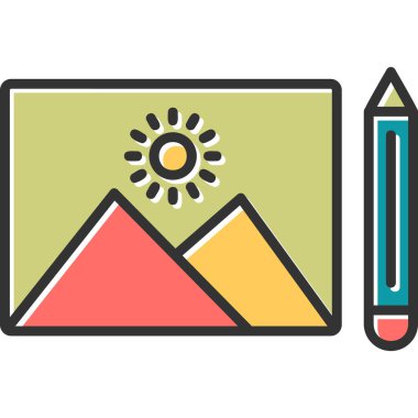 Çizim, fotoğraf simgesi vektör illüstrasyonu