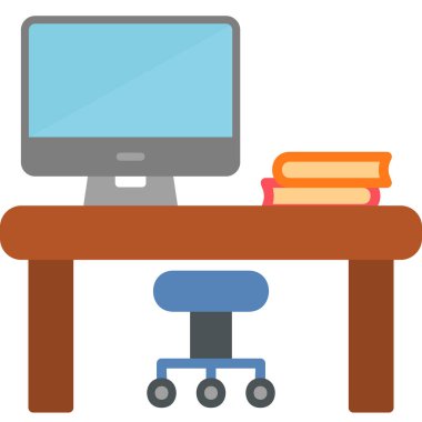 Ofis masası Web simgesi basit illüstrasyon 