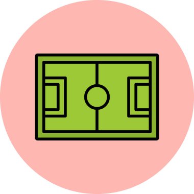 Futbol sahası ikonu. beyaz arkaplanda izole edilmiş web tasarımı için spor oyunu vektör düğmesi