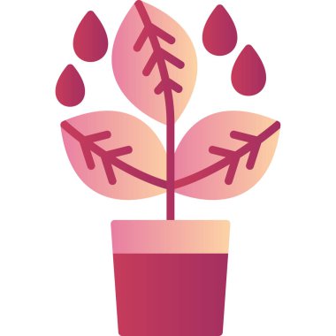 Tencerede basit bir bitki yetiştirmek. Web simgesi basit illüstrasyon