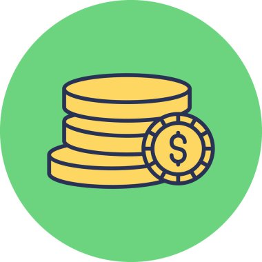 Bozuk paralar düz tasarım vektör çizimi