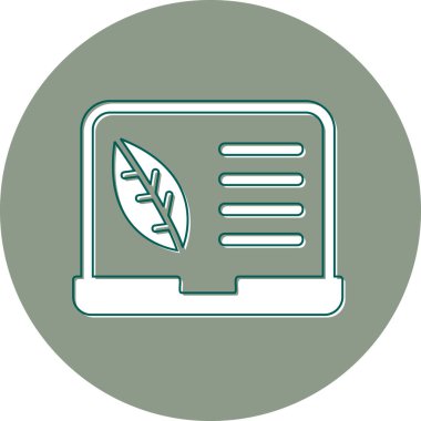  Bilgisayar ekranında bitki yaprağı var. Web simgesi basit illüstrasyon 