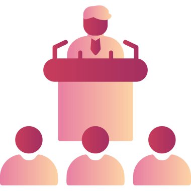 Basın toplantısı. Web simgesi vektör illüstrasyonu