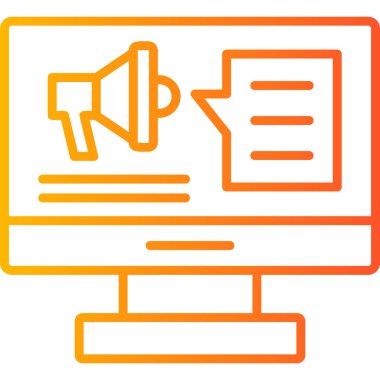 Bilgisayarda Dijital Kampanya. Web simgesi basit illüstrasyon