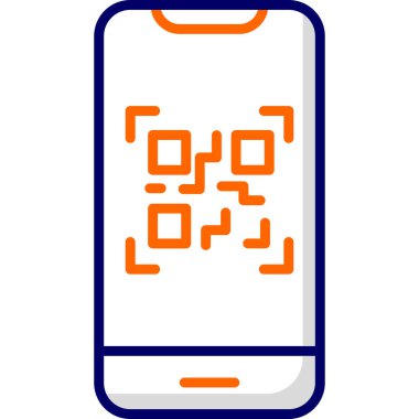 QR kodlu cep telefonu, web illüstrasyon tasarımı