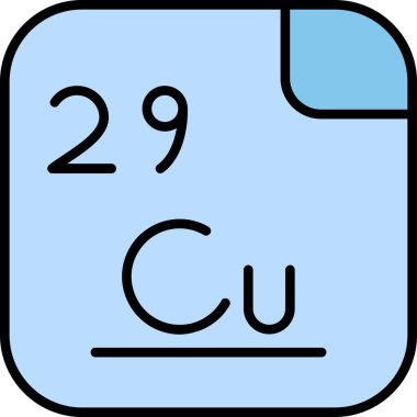 Bakır, kimyasal element, ağ basit illüstrasyon