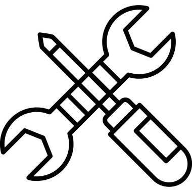 İngiliz anahtarı ve tornavida ikonu. vektör illüstrasyonu