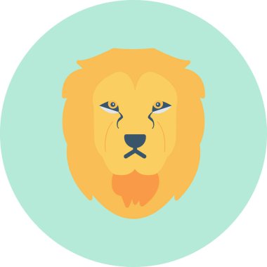 cartoon lion head logo, flat icon illustration