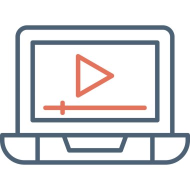 dizüstü bilgisayar ekran simgesi. Video Reklamının düz çizimi 