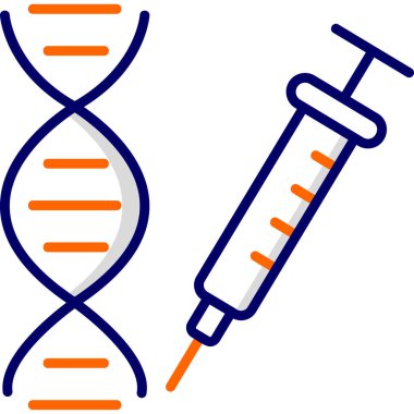 DNA molekül vektör simgesi. biçim iki renkli düz sembol, mavi ve beyaz renkler, yuvarlak açılar, siyah