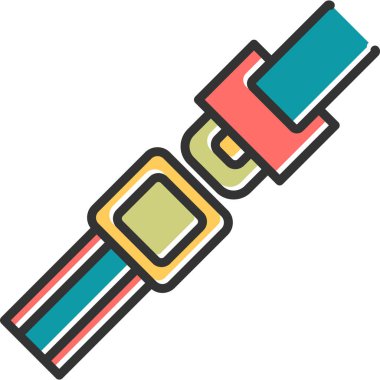 Koruma ikonu için emniyet kemeri. Araba ya da uçak için güvenlik ekipmanları. Düz biçimli vektör illüstrasyonu. 