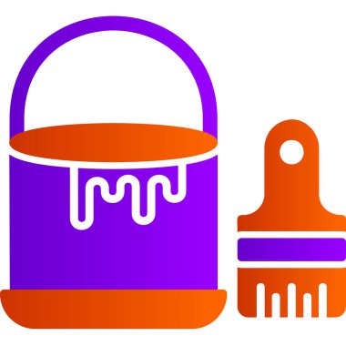 Boya ve boya fırçası olan kova, web illüstrasyonu