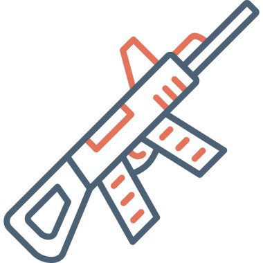 Makineli tüfek simgesi, web basit simgesi illüstrasyonu