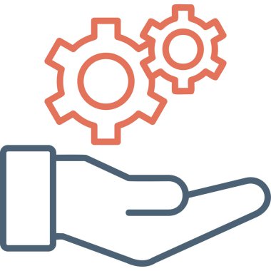 Ayarlama. Web simgesi basit bir illüstrasyon. el simgesinde çarklar 