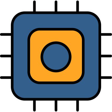 İşlemci modern simgesi, vektör illüstrasyonu