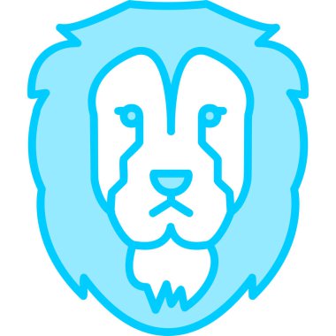 cartoon lion head logo, flat icon illustration