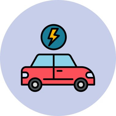 Electric Car modern simgesi, vektör illüstrasyonu