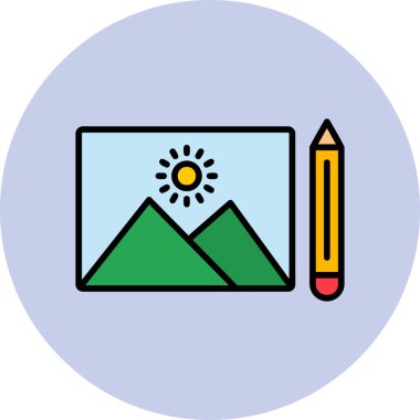 Çizim, fotoğraf simgesi vektör illüstrasyonu