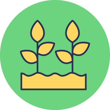 Toprak ve büyüyen bitkiler. Web simgesi basit illüstrasyon