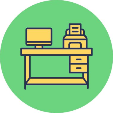 İş yeri düz vektör simgeleri ayarlandı