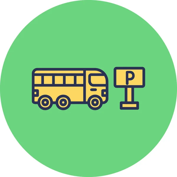 Современный Значок Парковки Автобусов Векторная Иллюстрация — стоковый вектор