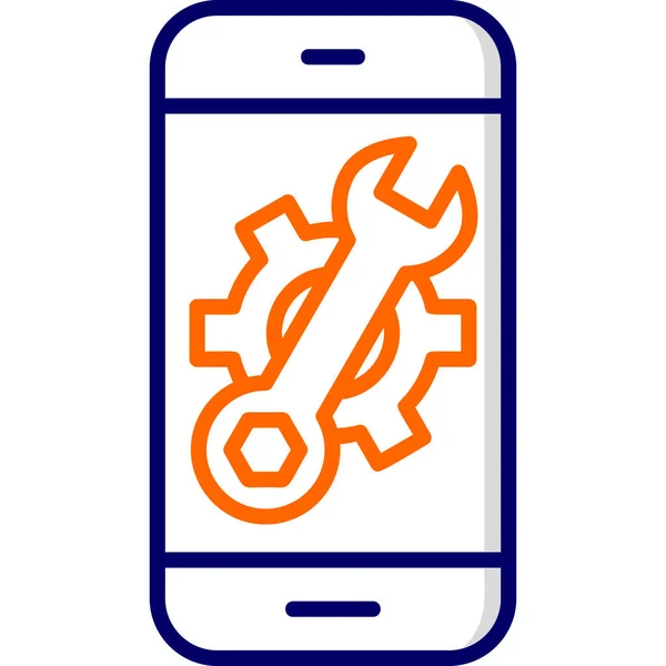 graphic art illustration of Mobile Setting, cogs 