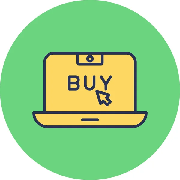 Buy Button Laptop Screen Market Shopping — Stock Vector