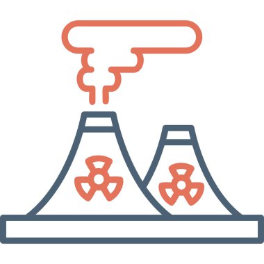 Nükleer santral bacası basit simge, vektör illüstrasyonu