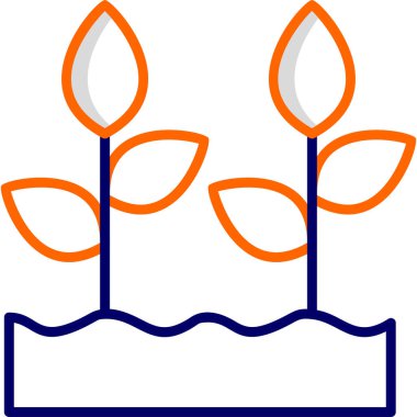 Toprak ve büyüyen bitkiler. Web simgesi basit illüstrasyon