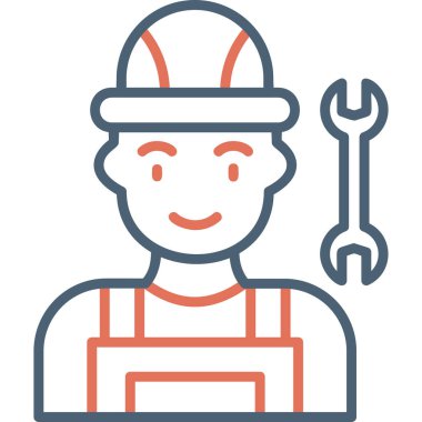 İşçi. Web simgesi basit illüstrasyon