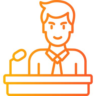 Man on Conference with microphone, User logo, simple icon for web page 