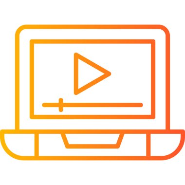 dizüstü bilgisayar ekran simgesi. Video Reklamının düz çizimi 