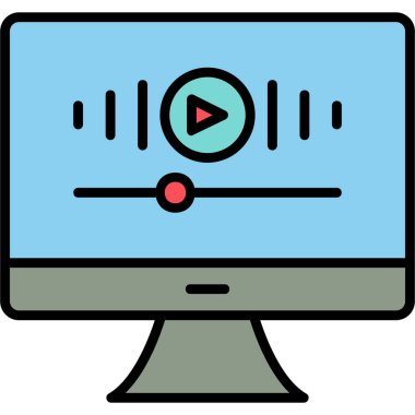 Müzik videosu modern simgesi, vektör illüstrasyonu