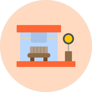 Otobüs Durağı modern simgesi, vektör illüstrasyonu