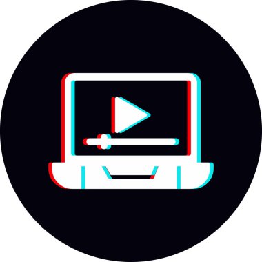 dizüstü bilgisayar ekran simgesi. Video Reklamının düz çizimi 