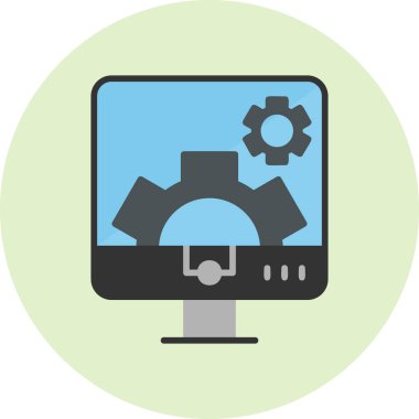 Bilgisayar Ayarları. Web simgesi basit illüstrasyon