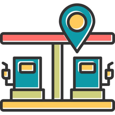 Benzin istasyonu. Web simgesi basit illüstrasyon