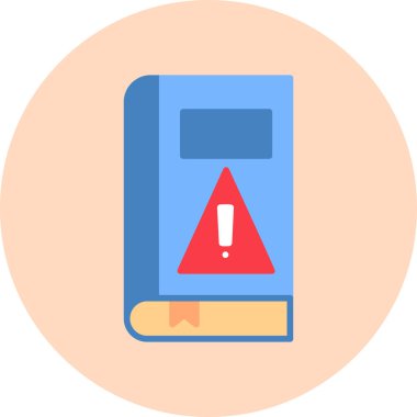 Kitap uyarı simgesi, modern tasarım illüstrasyonu