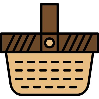 Piknik sepeti simgesi, vektör illüstrasyonu