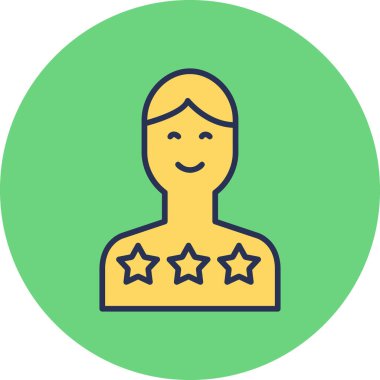 Tatmin duygusu, avatar simgesi, kullanıcı iletişimi düz vektör çizimi