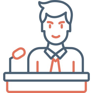 Man on Conference with microphone, User logo, simple icon for web page 