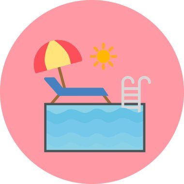 Yaz yüzme havuzunda su. Web simgesi illüstrasyonu