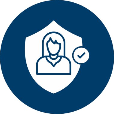 Güvenli bir kadın. Web simgesi basit illüstrasyon