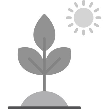 Biyoloji Bitkisi ve Güneş. Web simgesi basit illüstrasyon